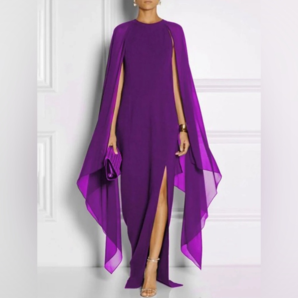 Amethyst Gown with Cape Sleeves